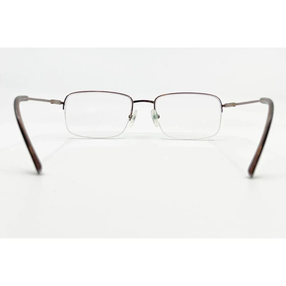Tura Eyeglass Frames Mens Brown Semi Rimless Rectangular Metal 53-18-140